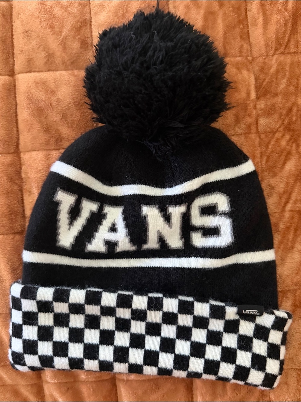 Vans Black and White Checker Pom Beanie